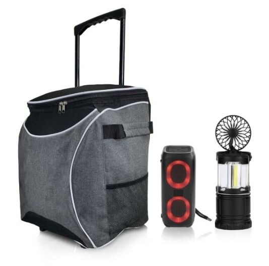 סט הכולל: 
צידנית טרולי מפוארת ענקית עם גלגלים +
רמקול בלוטוס עוצמתי EVERCHARGE + 
עששית נפתחת בשילוב מאוור FORCELIGHT. 